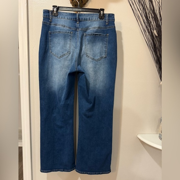 Fashion Jeans size XL 5 pocket, stone washed pant leg flare - Picture 5 of 8
